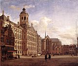 Jan Van Der Heyden Canvas Paintings - The New Town Hall in Amsterdam